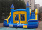 Commercial kids double lane inflatable water combo castle with removable custom banner